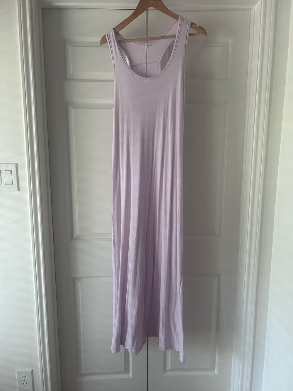 SKIN Elodie Dress Lilac Fog Organic Pima Cotton Racerback Maxi L